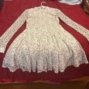 Double Zero Cream and Black Lace Top